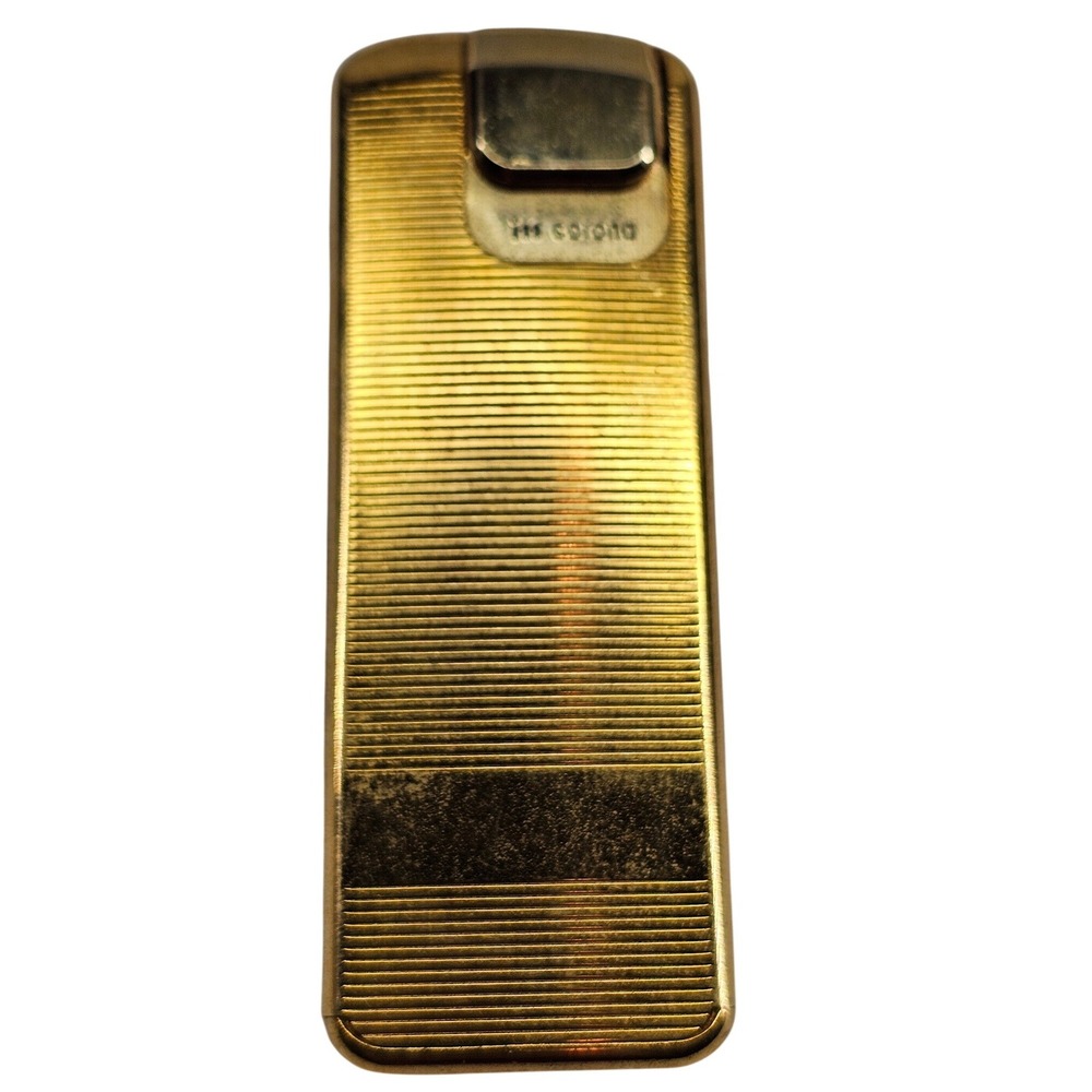 IM Corona Art deco Lighter Vintage Gold Ribbed Japan pipemaster pipe Good